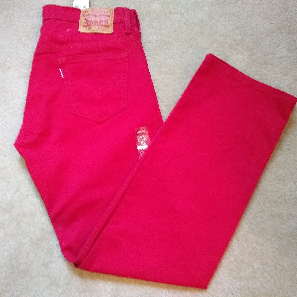 Levi Loose Straight Fit Red Jeans, Mens